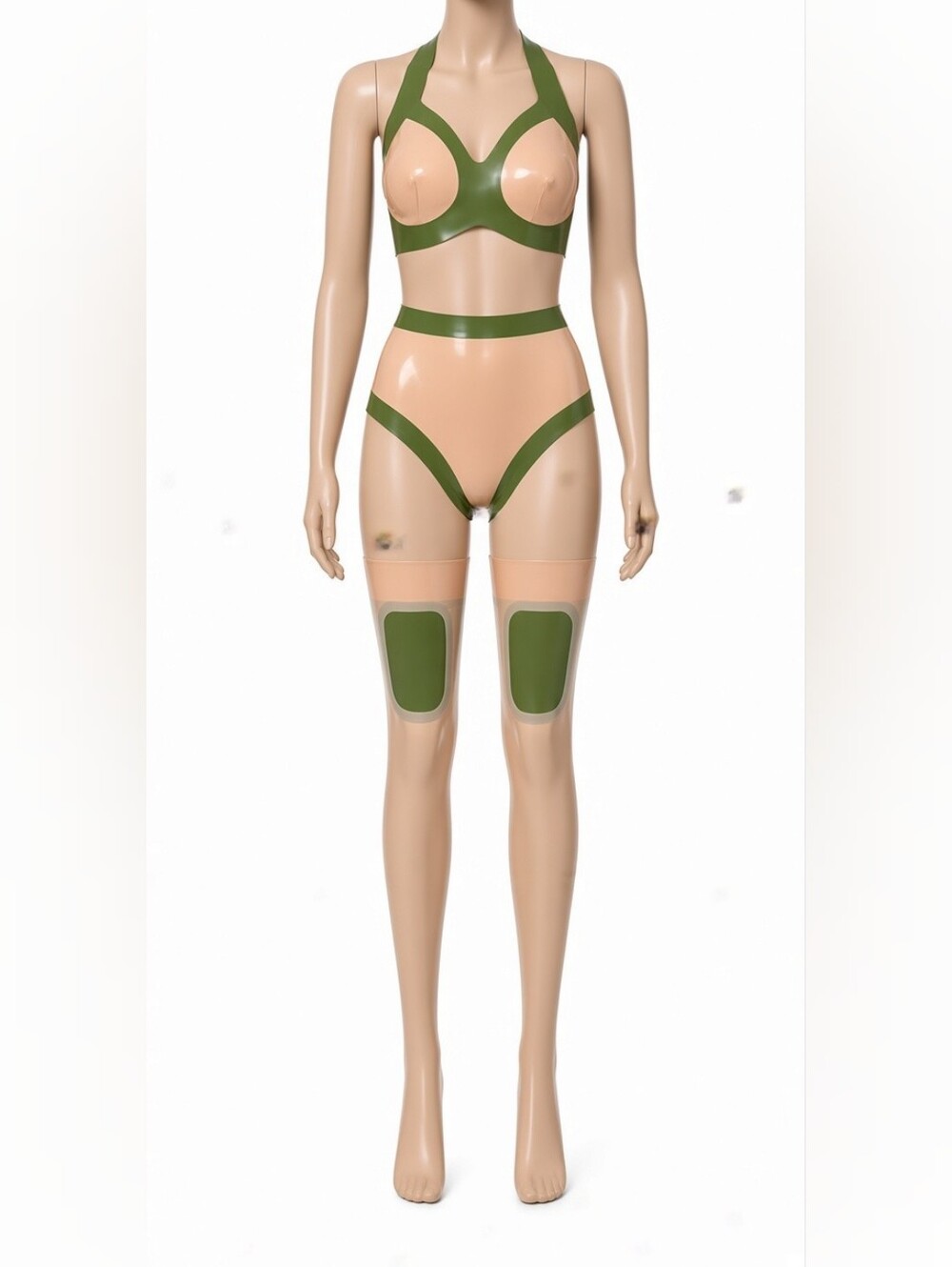 Libidex Latex Lingerie Bra Set With Stockings XS